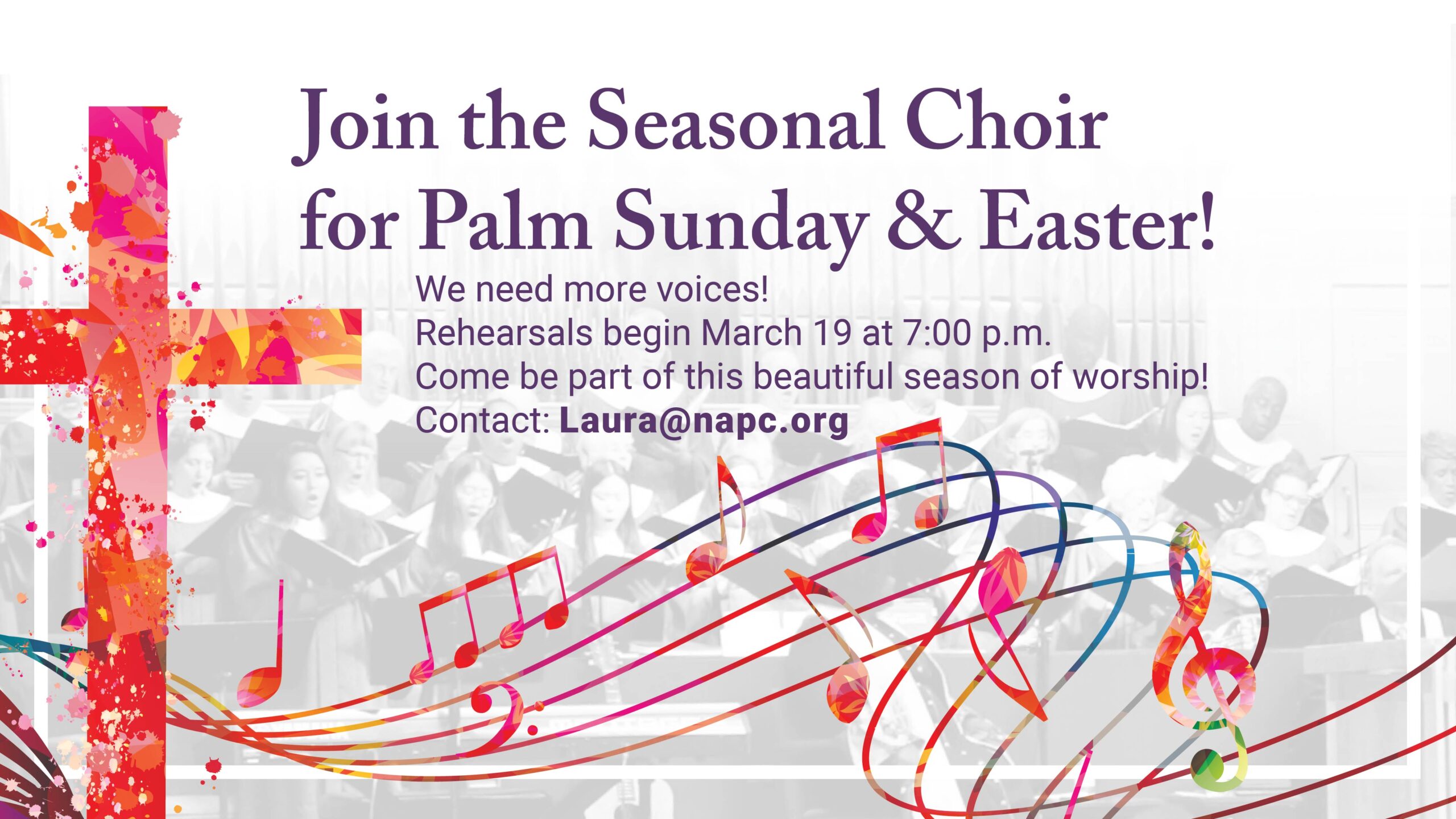 Join the Seasonal Choir for Palm Sunday & Easter!